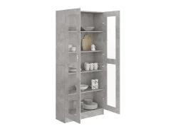 Armário vitrine 82,5x30,5x185,5cm derivados madeira cinzento PT869789