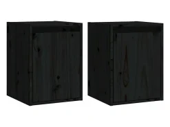 Armários de parede 2 pcs 30x30x40 cm pinho maciço preto