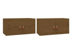 Armários de parede 2 pcs 60x30x30 cm pinho maciço castanho-mel