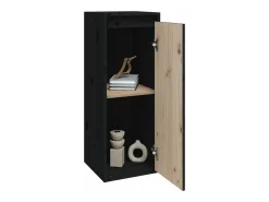 Armários de parede 2 pcs 30x30x80 cm pinho maciço preto