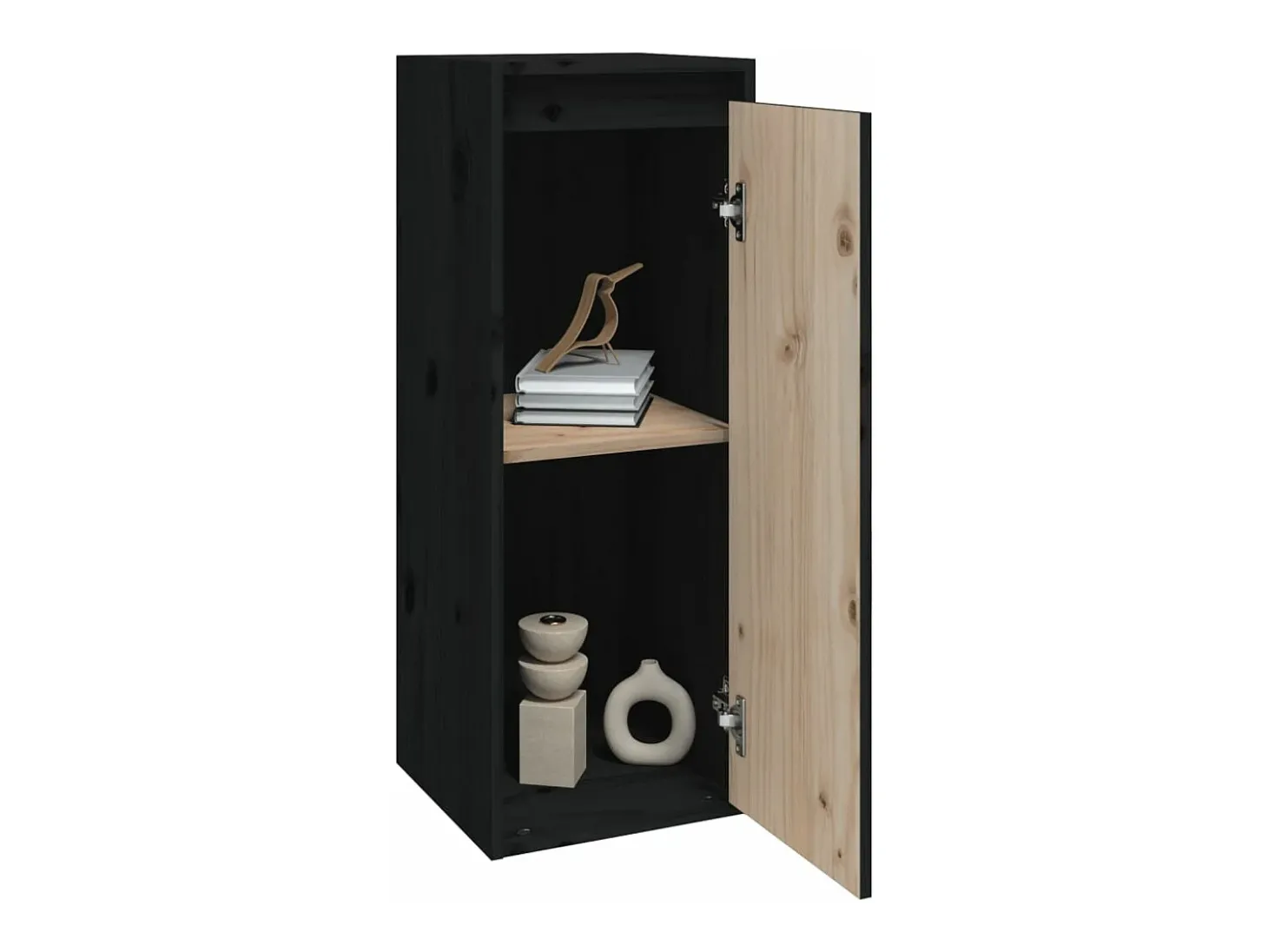 Armários de parede 2 pcs 30x30x80 cm pinho maciço preto