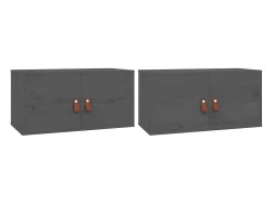 Armários de parede 2 pcs 60x30x30 cm pinho maciço cinzento
