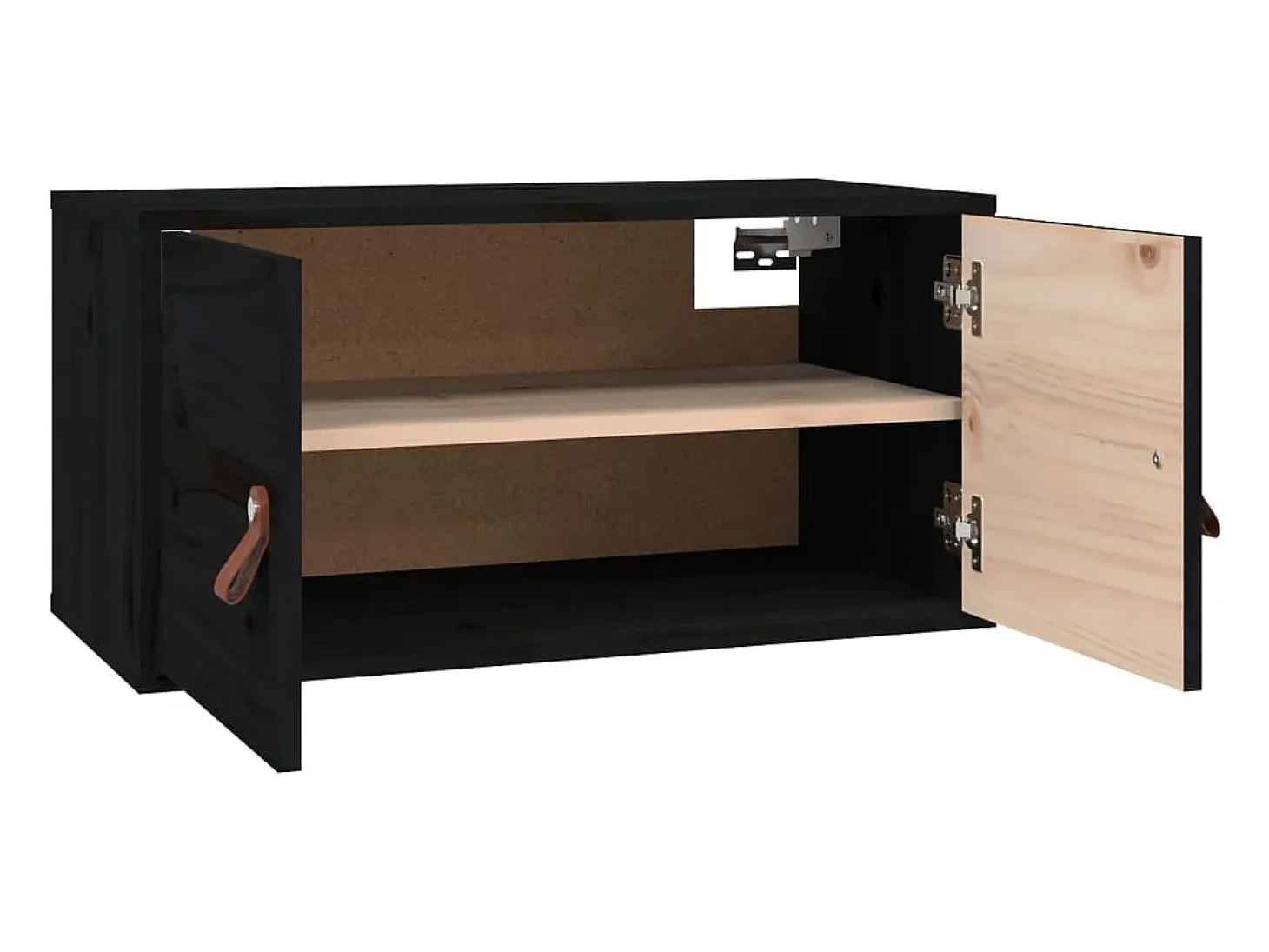 Armários de parede 2 pcs 60x30x30 cm pinho maciço preto
