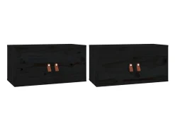 Armários de parede 2 pcs 60x30x30 cm pinho maciço preto