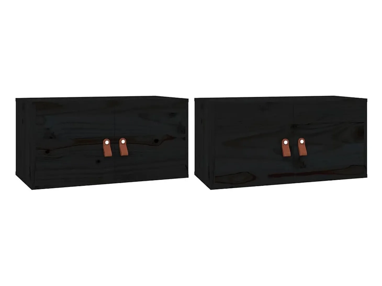 Armários de parede 2 pcs 60x30x30 cm pinho maciço preto
