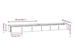 Armários de parede 2 pcs 102x30x20 cm madeira sonoma cinza
