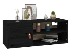 Armários de parede 2 pcs 80x30x30 cm pinho maciço preto