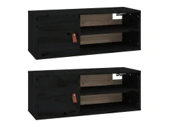 Armários de parede 2 pcs 80x30x30 cm pinho maciço preto