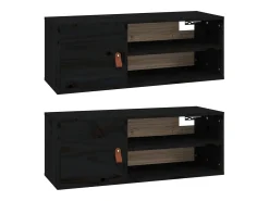 Armários de parede 2 pcs 80x30x30 cm pinho maciço preto