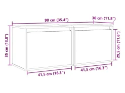 Armários de parede 2 pcs 45x30x35 cm madeira de pinho maciça