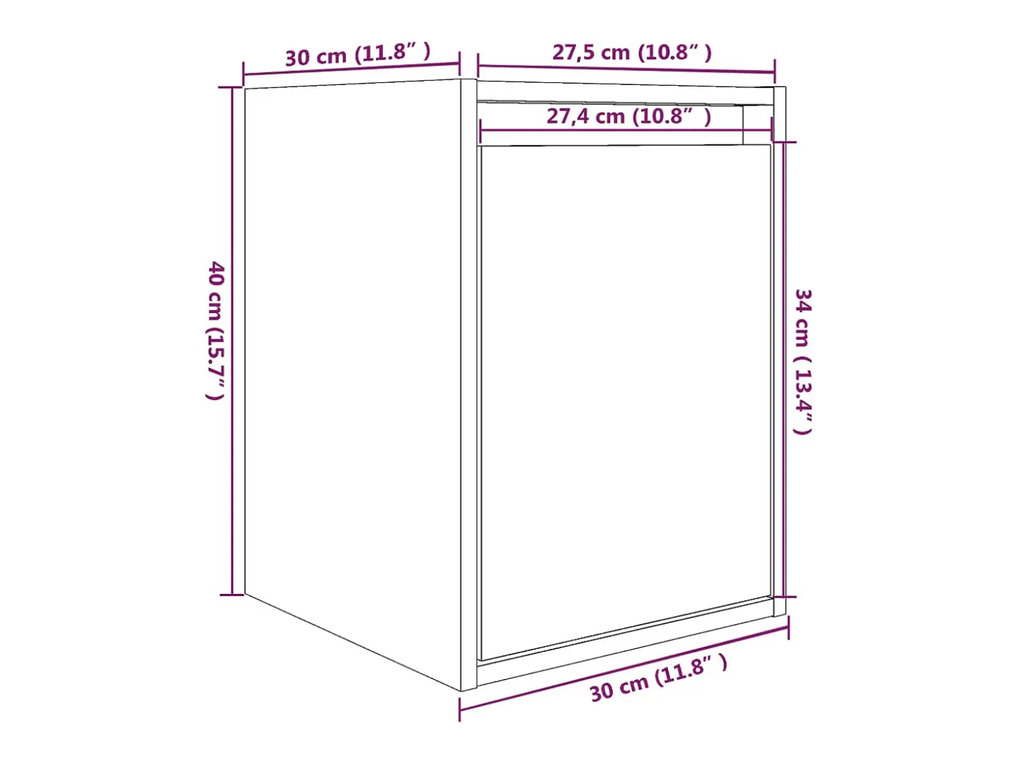 Armários de parede 2 pcs 30x30x40 cm pinho maciço branco