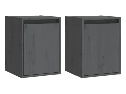 Armários de parede 2 pcs 30x30x40 cm pinho maciço cinza