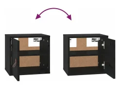 Armários de parede 2 pcs 31,5x30x30cm pinho maciço branco preto