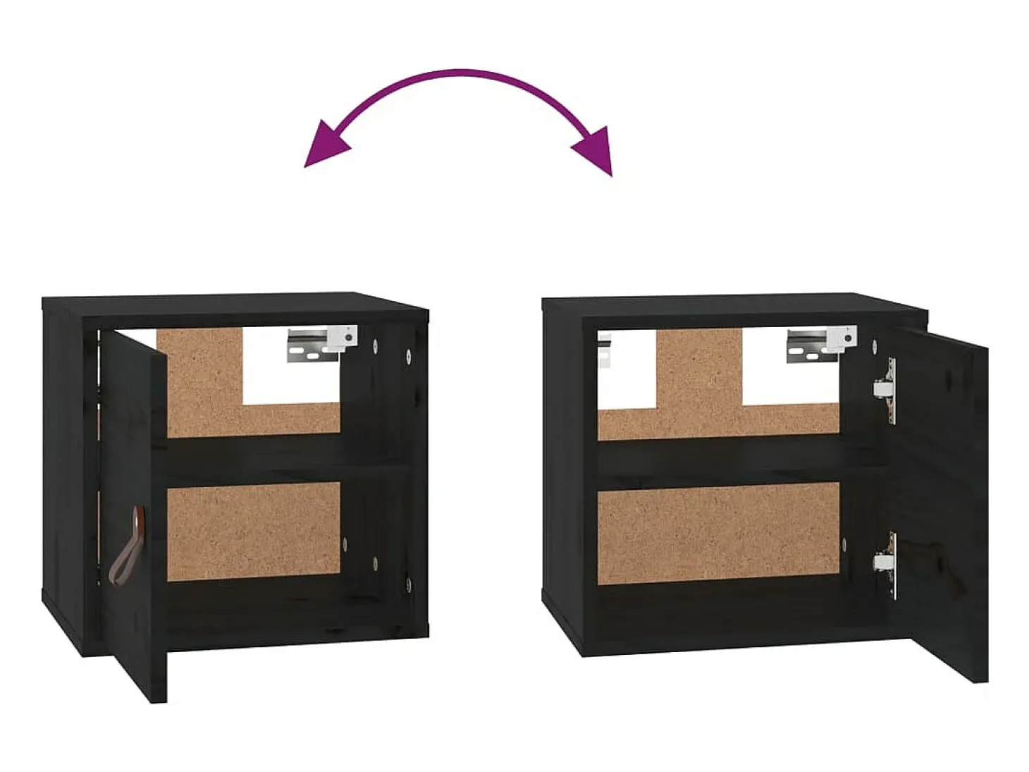 Armários de parede 2 pcs 31,5x30x30cm pinho maciço branco preto