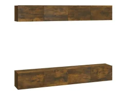 Armários de parede p/ TV 4 pcs 100x30x30 cm carvalho fumado
