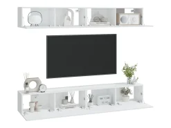 Armários de parede p/ TV 4 pcs 100x30x30 cm branco PT767330
