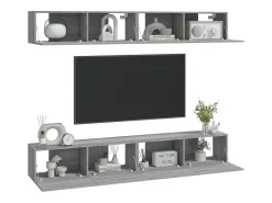 Armários de parede p/ TV 4 pcs 100x30x30 cm cinzento sonoma PT913291
