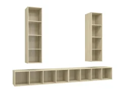 Armários de parede p/ TV 4pcs derivados madeira carvalho sonoma PT627456