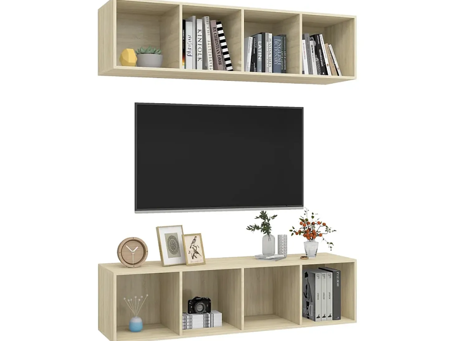 Armários de parede p/ TV 2pcs derivados madeira carvalho sonoma PT385577