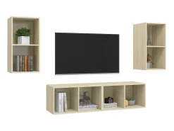 Armários de parede p/ TV 4pcs derivados madeira carvalho sonoma PT633595