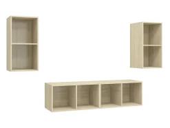 Armários de parede p/ TV 4pcs derivados madeira carvalho sonoma PT633595