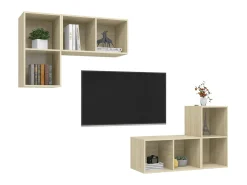 Armários de parede p/ TV 4pcs derivados madeira carvalho sonoma PT218539