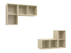Armários de parede p/ TV 4pcs derivados madeira carvalho sonoma PT218539