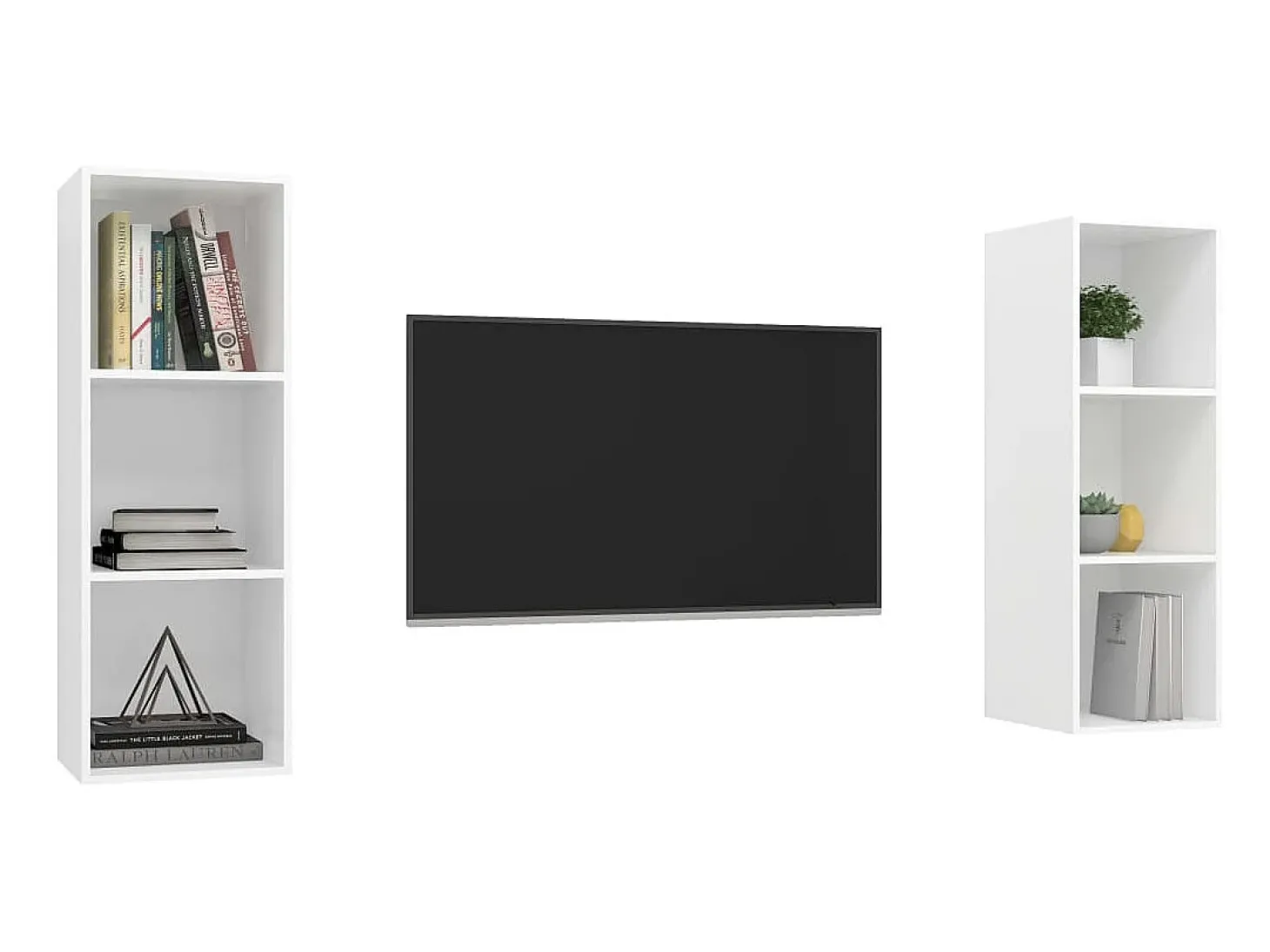 Armários de parede para TV 2 pcs contraplacado branco PT127810