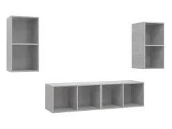 Armários de parede para TV 4pcs derivados madeira cinza cimento PT555894