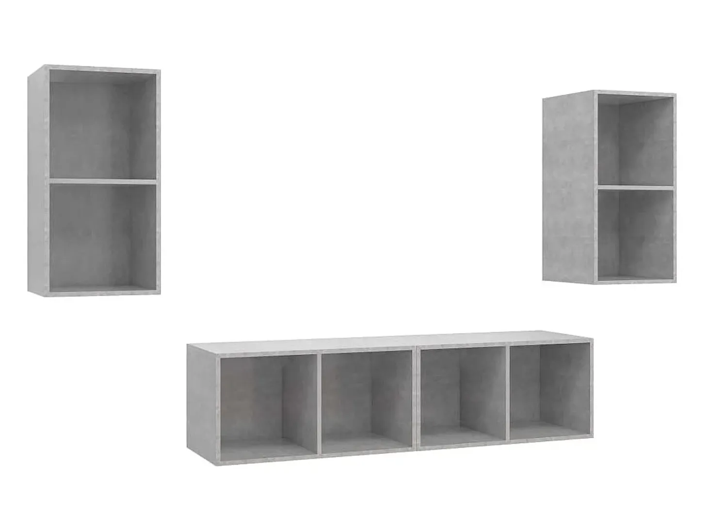 Armários de parede para TV 4pcs derivados madeira cinza cimento PT555894
