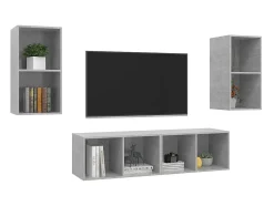 Armários de parede para TV 4pcs derivados madeira cinza cimento PT555894