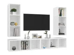 Armários de parede para TV 4 pcs contraplacado branco PT523615