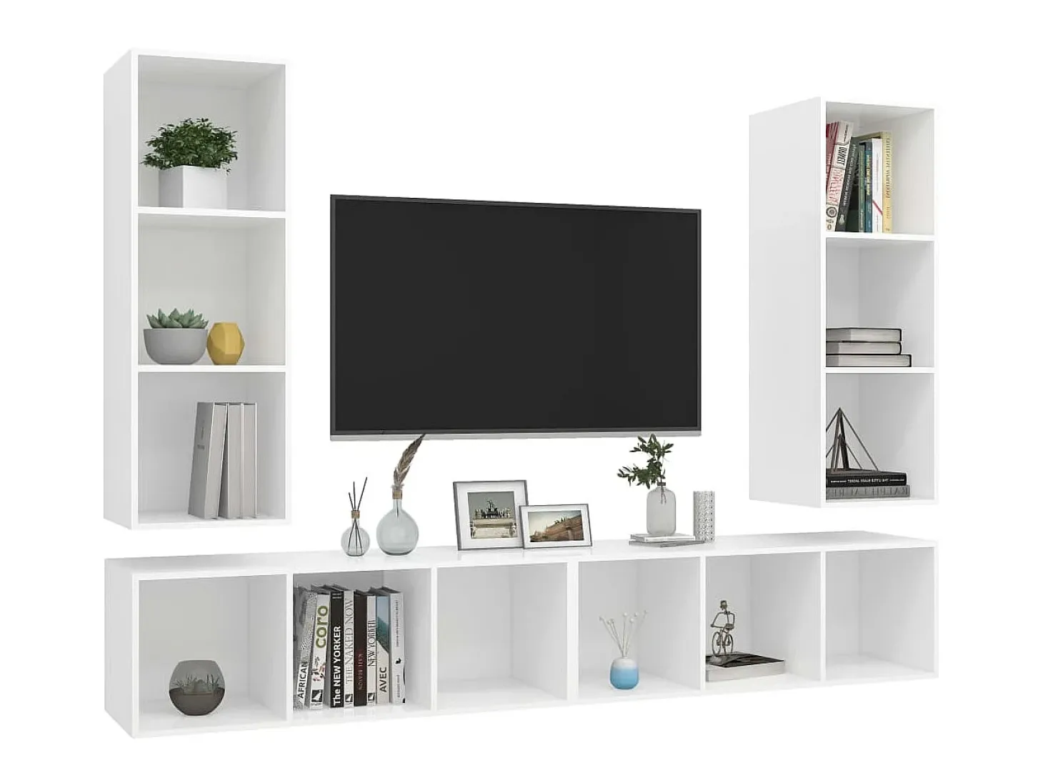 Armários de parede para TV 4 pcs contraplacado branco PT523615