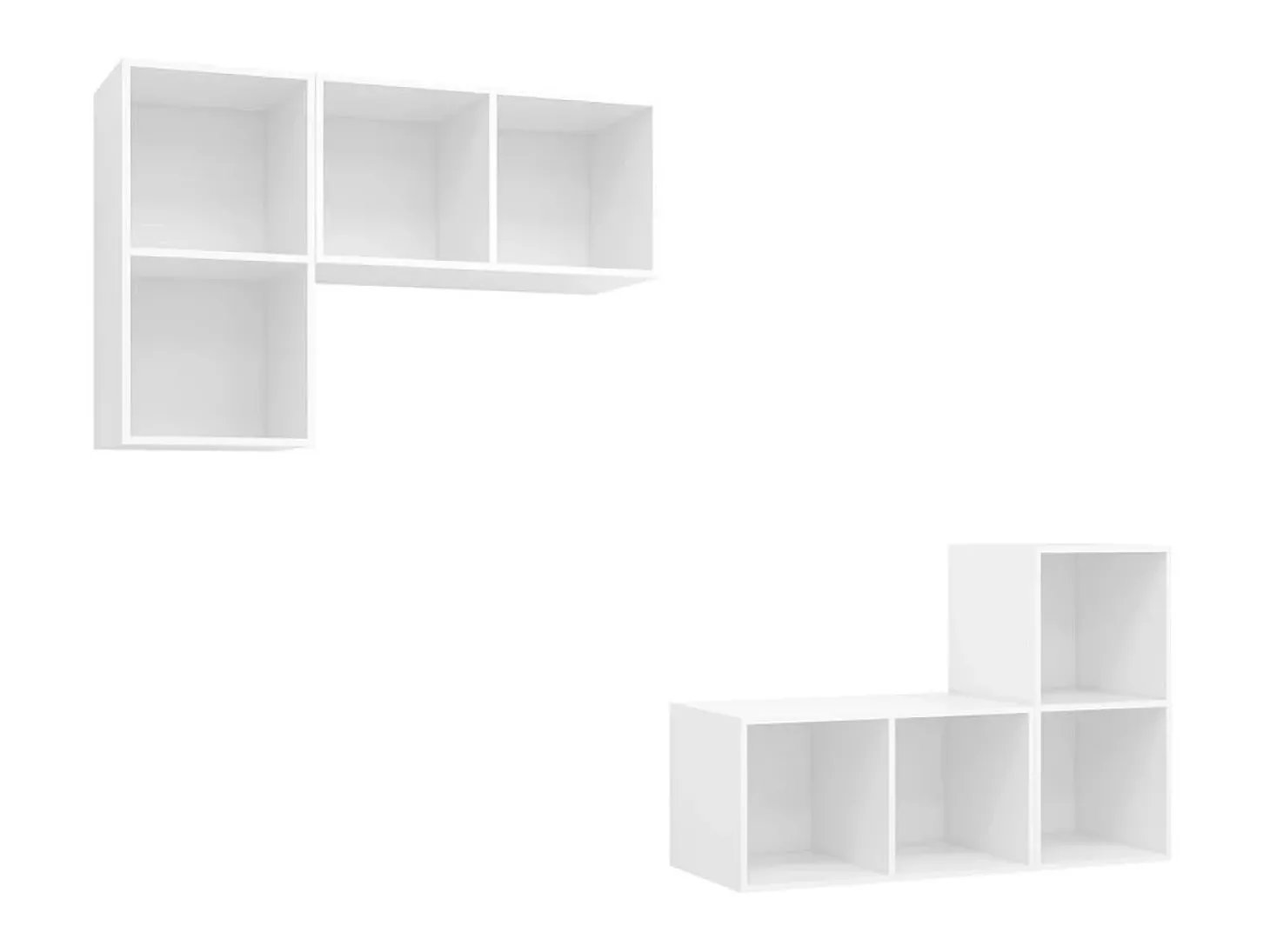 Armários de parede para TV 4 pcs derivados de madeira branco PT138947