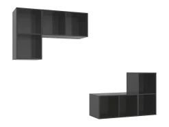 Armários de parede TV 4 pcs derivados madeira cinza brilhante PT759441