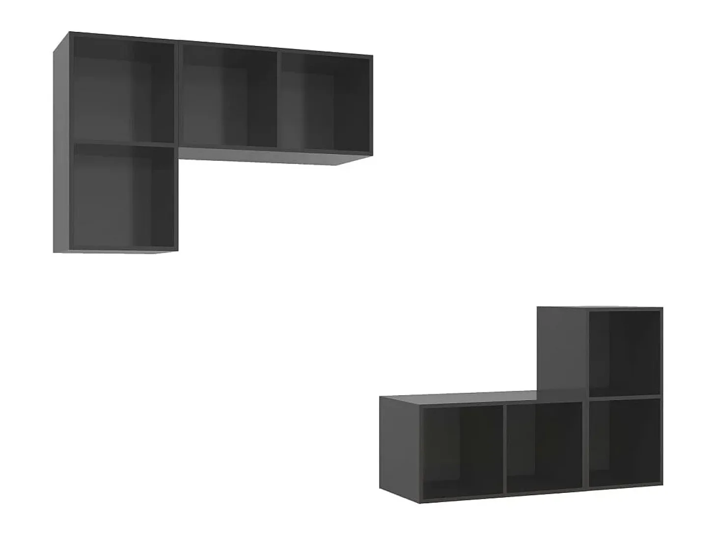 Armários de parede TV 4 pcs derivados madeira cinza brilhante PT759441
