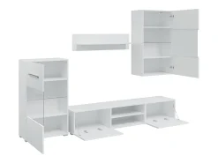 Armários de parede/unidade p/TV com luz LED, 5 pcs, branco