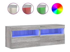 Armários de TV de parede prateleira multimídia aparador de TV sala de jantar sala de estar quarto e luzes LED 2 peças sonoma 60 x 30 x 40 cm cinza 02_0029152