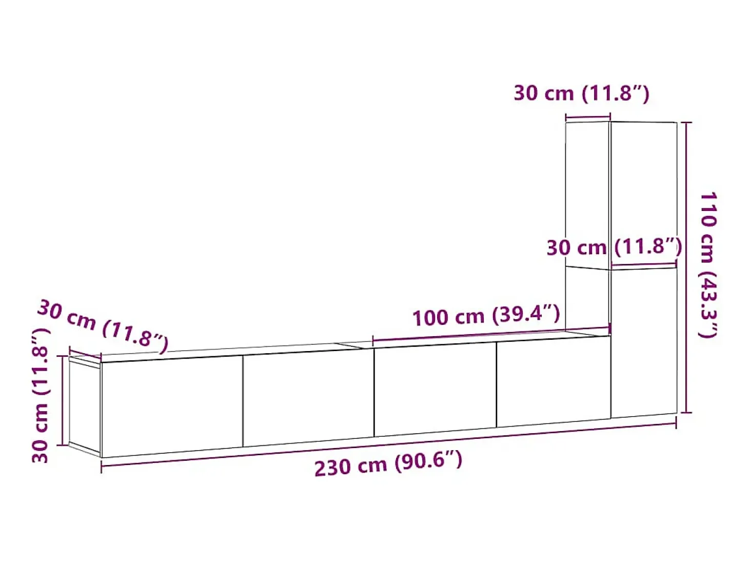 armários de TV montados na parede 3 pcs madeira velha