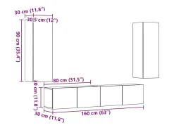 armários de TV montados na parede 4 pcs madeira velha