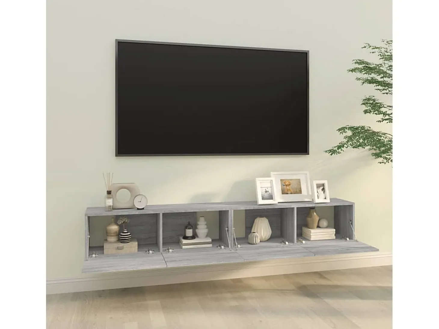 Armários parede 2pcs 100x30x30 cm derivados cinza sonoma PT243095