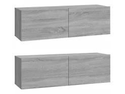 Armários parede 2pcs 100x30x30 cm derivados cinza sonoma PT243095