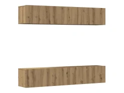 armários TV montados na parede 4 pcs madeira carvalho artisiano
