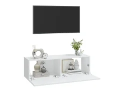 Armários TV parede 2pcs 100x30x30 cm derivados madeira branco PT406734