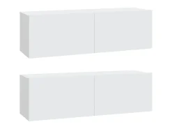 Armários TV parede 2pcs 100x30x30 cm derivados madeira branco PT406734