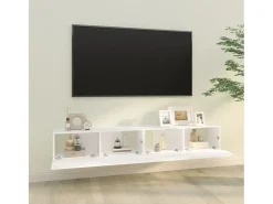 Armários TV parede 2pcs 100x30x30 cm derivados madeira branco PT406734