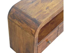 Artisan Furniture Madeira maciça Unidade de Mídia Darcy com 3 Gavetas e Prateleira Aberta em Tom Castanho