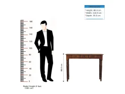 Artisan Furniture Madeira maciça Console com 3 Gavetas e Pés Torneados em Tom Castanho