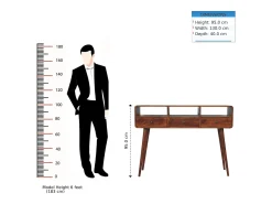 Artisan Furniture Madeira maciça Mesa Console Tripla Curva em Tom Castanho
