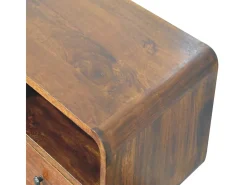 Artisan Furniture Madeira maciça Mesa Console Tripla Curva em Tom Castanho